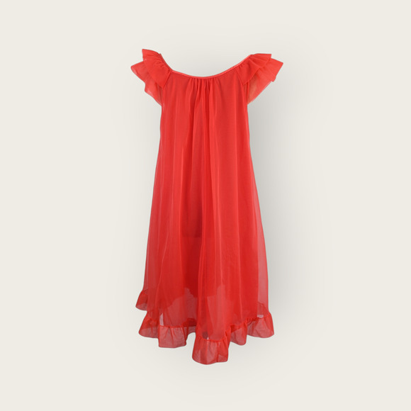 60's Neon Lipstick Red Nightie ~ Size small ~ Artemis Goddard - Picture 3 of 8